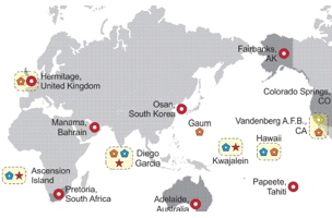 World map of satellite stations