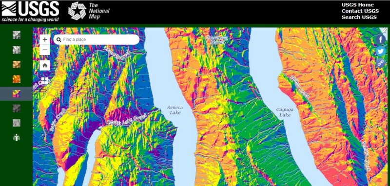 3DEP, Elevation aspect map rendered in the 3DEP Demonstration Elevation Viewer, image for Aug 2018 Tech Ann