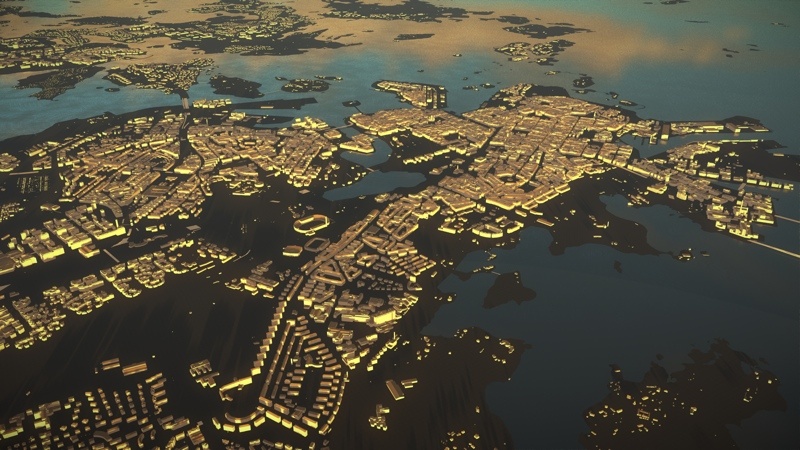 A 3D smart model of Helsinki that requires a lot of graphics processing power.