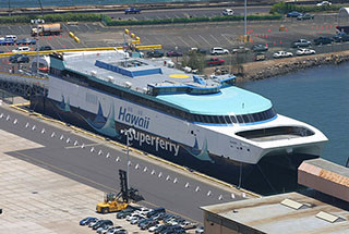 The new CAT ferry was previously the Hawaii Superferry Alakai. Creative Commons photo by Christopher P. Becker.