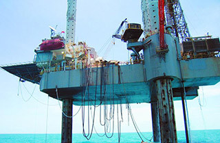 An idle rig in the Gulf of Mexico. WorkBoat file photo.