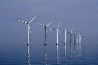 Turbines at Denmark&#039;s Middlegrunden wind farm. Creative Commons photo/Kim Hansen.