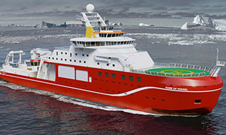 A rendering of the polar research ship Cammell Laird is building for the British government. NERC photo.