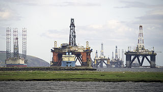 Stacked oil rigs in Scotland. Creative Commons photo/Michael Elleray.