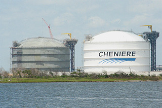 Tanks at Cheniere Energy&#039;s Sabine Pass LNG terminal. Creative Commons photo/Roy Luck.