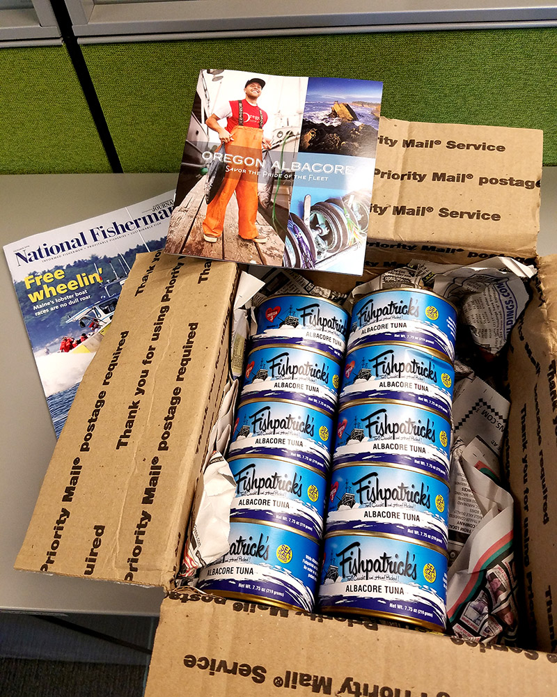 Fishpatrick's troll-caught, hand-packed tuna. Doug Stewart photo.