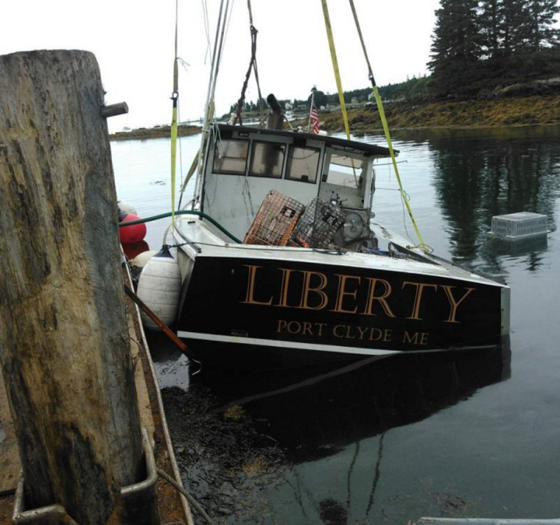 The Liberty, which belongs to Port Clyde, Maine, lobsterman Tony Hooper, was intentionally sunk three times in six weeks in 2016. Photo courtesy Tony Hooper.