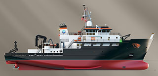 Rendering of a Regional Class Research Vessel designed by Oregon State University. OSU image.
