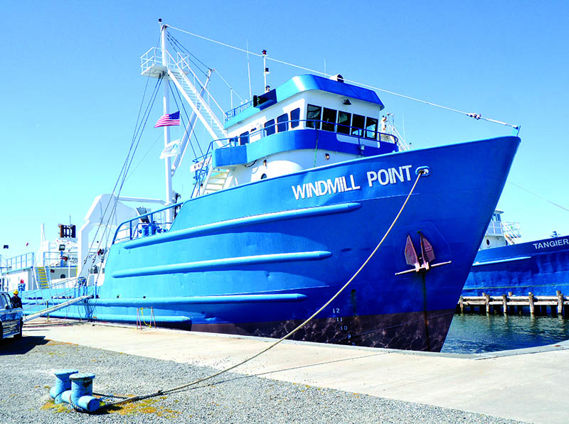 The Windmill Point is one of two converted offshore oil supply vessels to be used as menhaden steamers. Larry Chowning photo.