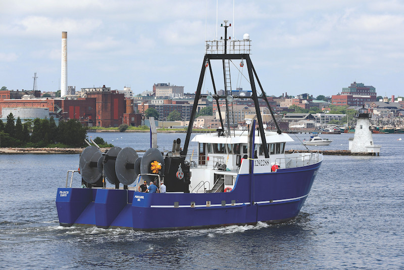The 90-foot dragger Francis Dawn, recently re-christened as the Nobska, was built at Fairhaven Shipyard and designed by Farrell & Farrell Naval Architects. Steve Kennedy photo.