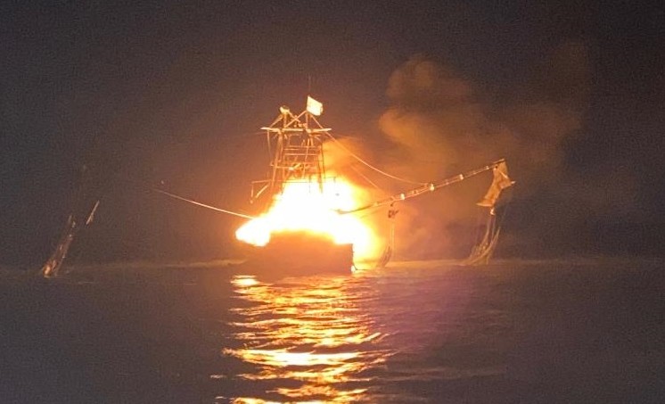 George Barisich's boat Peruga burned and sank Jan. 2, 2020. Photo courtesy George Barisich.