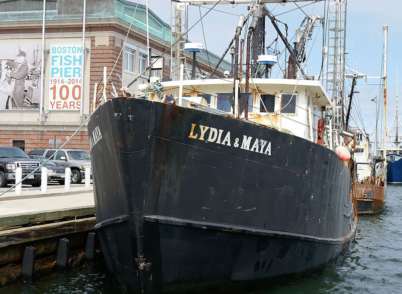 Lydia & Maya tied up at the Boston Fish Pier. Creative Commons photo by NewtonCourt.