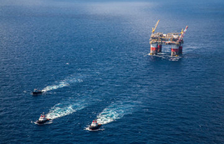 Chevronu2019s Jack/St. Malo semisubmersible in the Gulf of Mexico. Crowley Maritime photo.