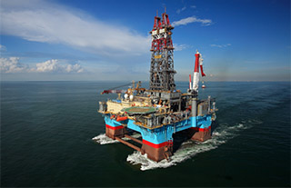 An Exxon semisubmersible in the Gulf of Mexico. Exxon photo.