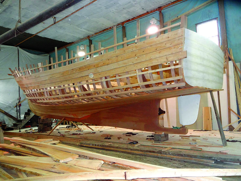 Peter Buxton at Buxton Boats is building this 31-1/2-foot lobster boat for Kathy Lymburner of Stonington, Maine. Buxton Boats photo.