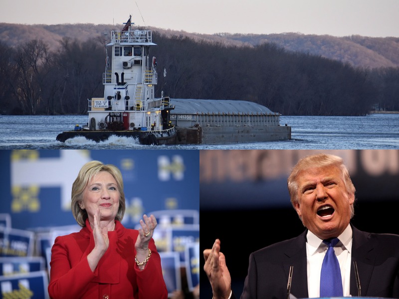 Clinton-Trump-Towboat-CC-Gage-Skidmore-and-USACE