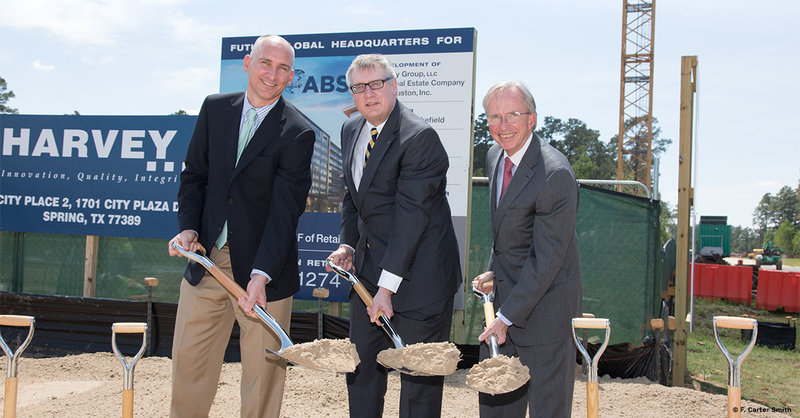 Ground breaking ceremony for for ABS Plaza, an office building under construction in CityPlace at Springwoods Village, Texas, April 13, 2017. With Carolyn Drushel of Patrinely Group.