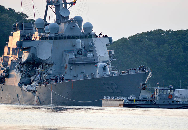 USS Fitzgerald Returns to Yokosuka, Japan after collision