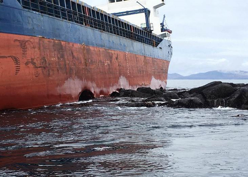 Grounded Cargo Vessel on the Rocks