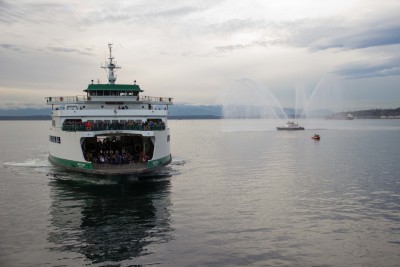 Wenatchee approaching with fireboat