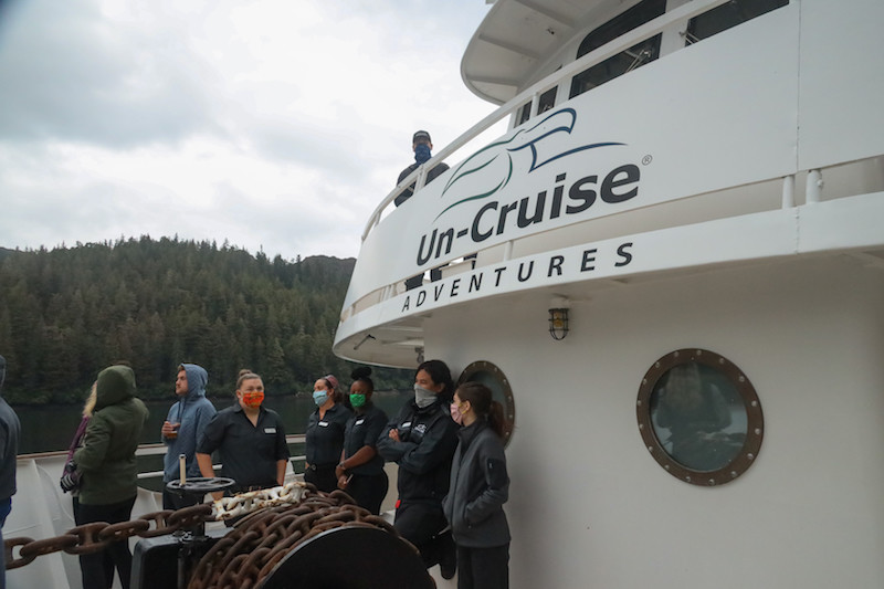 Wilderness Adventurer crew bow wearing masks