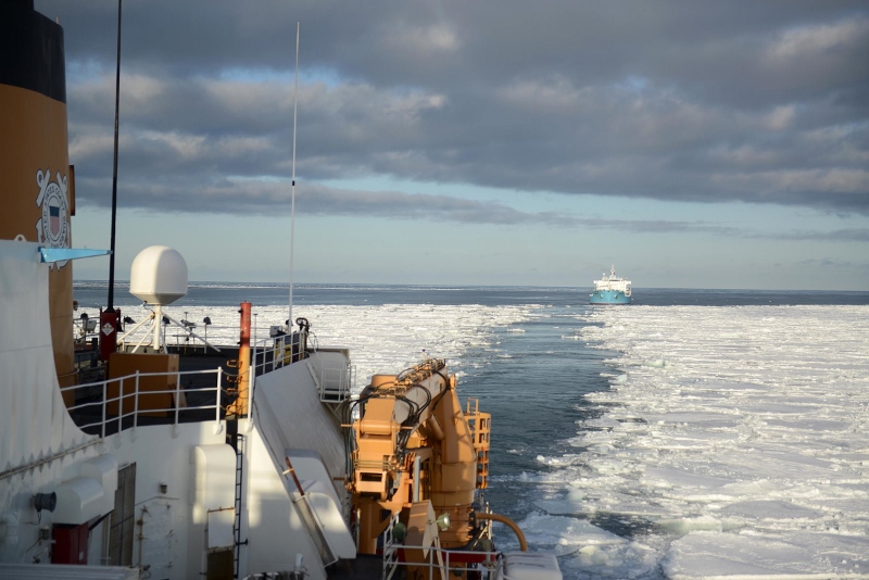 Polar Star escorts resupply vessel
