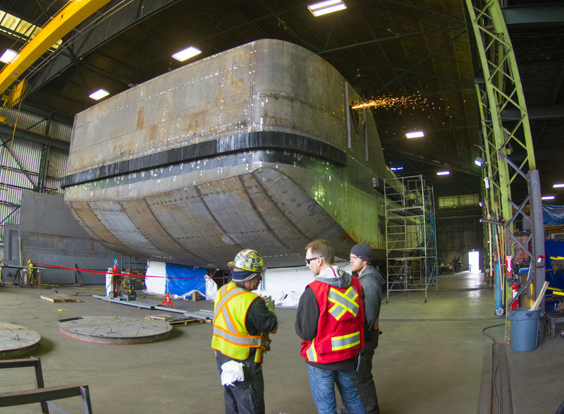 Island Tug and Barge ATB building at Annacis Island Shipyard